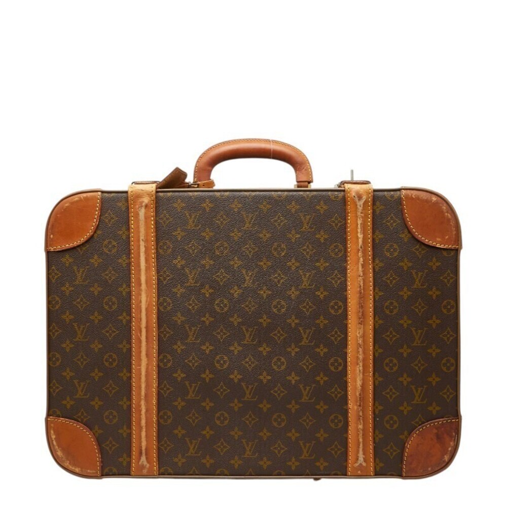 Louis Vuitton Monogram Stratos Trunk Case Suitcase Brown Leather